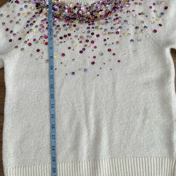 Halogen® Sequin Detail Festive, Holiday, party Sweater, 3/4 sleeve - Picture 5 of 5